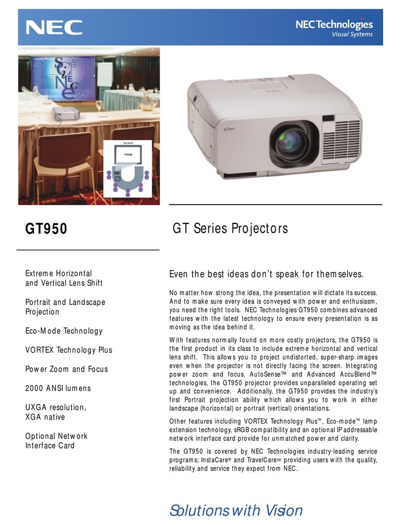 NEC GT950 - MultiSync XGA LCD Projector User manual