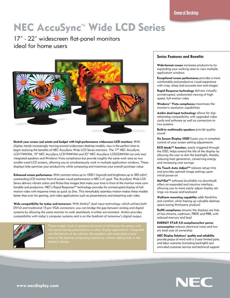 NEC ASLCD174WXM-BK - AccuSync - 17" LCD Monitor User manual