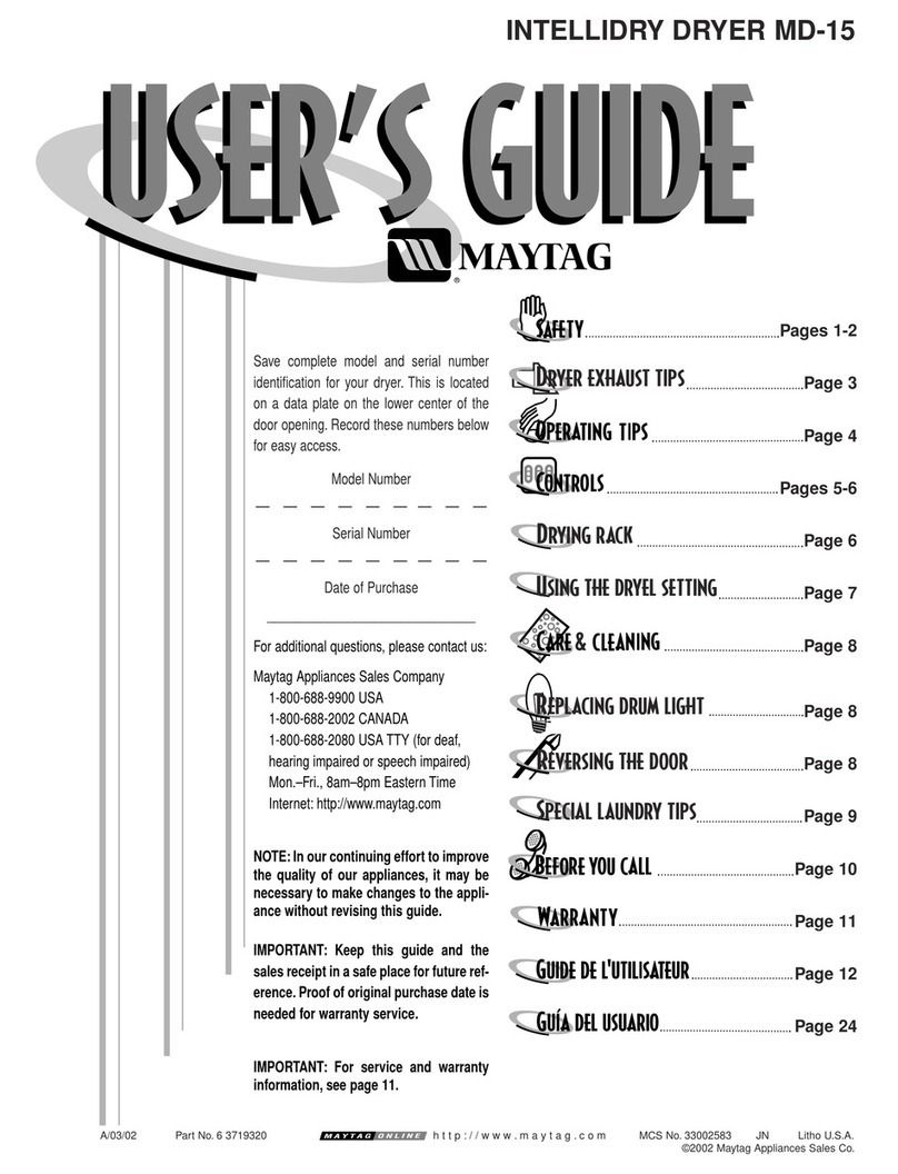 Maytag MD-15 user guide