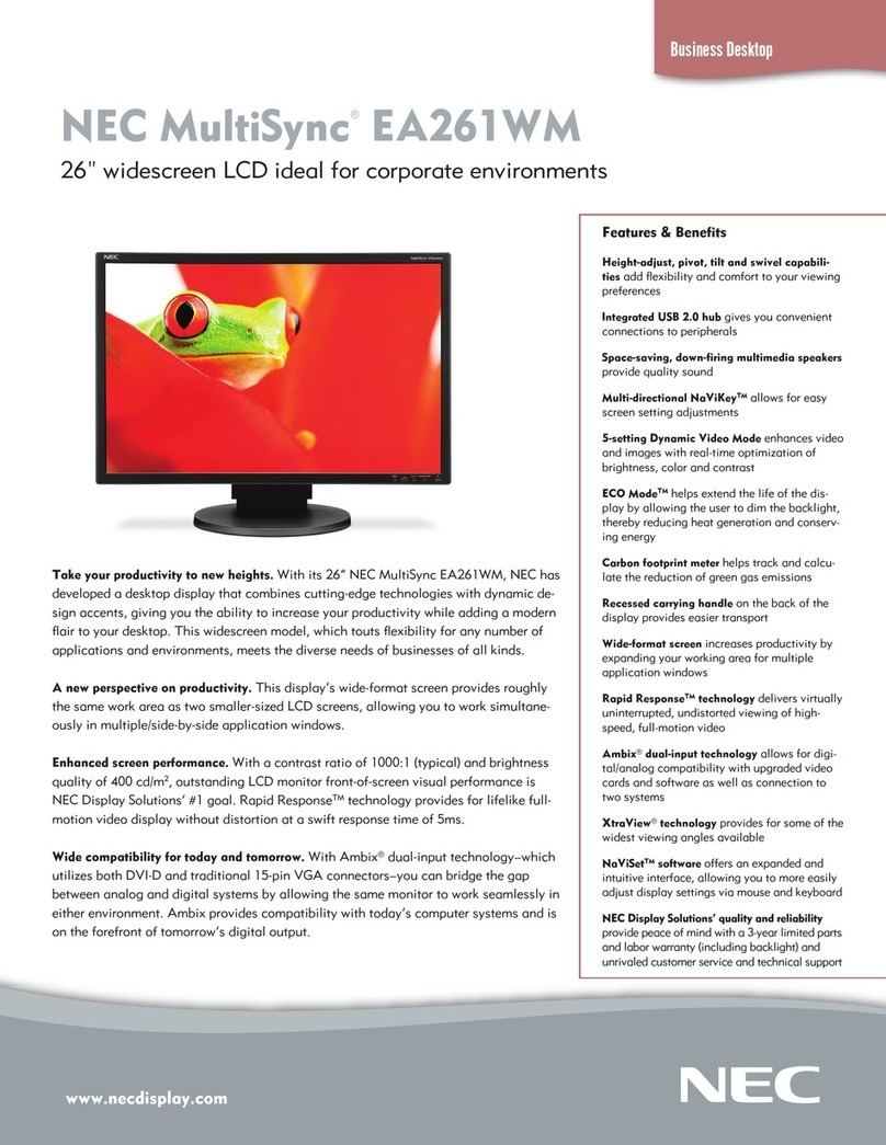 NEC EA261WM-BK - MultiSync - 26" LCD Monitor User manual NEC EA261WM-BK - MultiSync - 26" LCD Monitor User manual