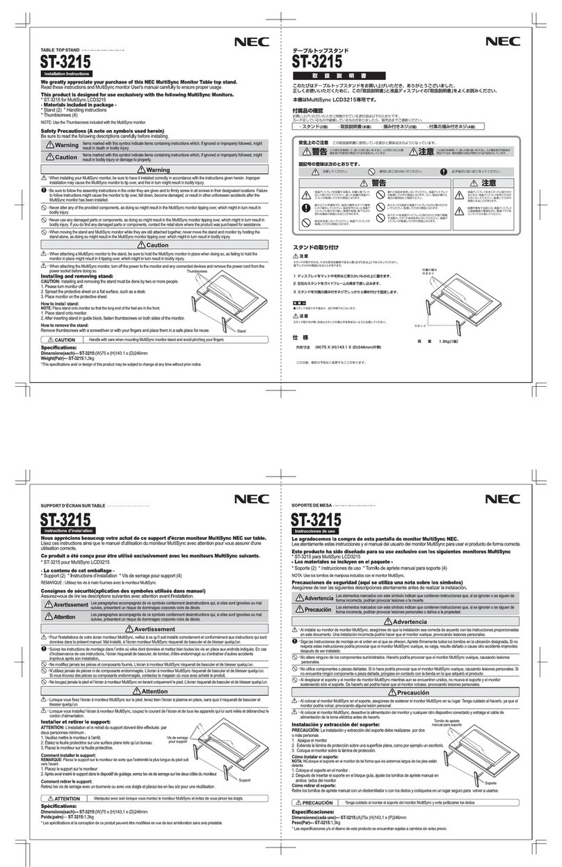 NEC MultiSync V321 installation instructions
