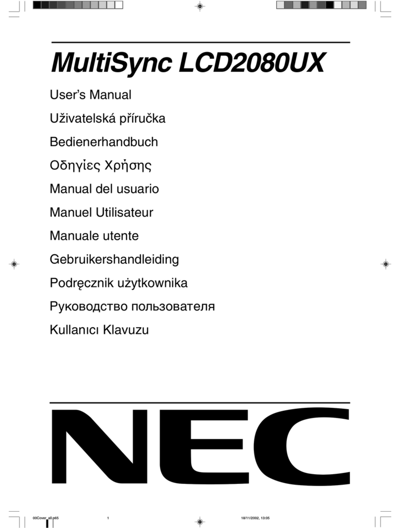 NEC LCD2080UX - MultiSync - 20.1" LCD Monitor User manual