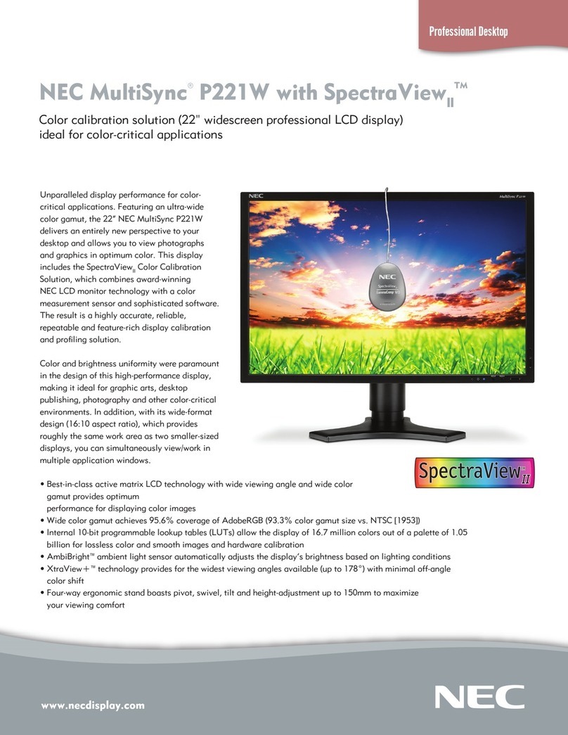 NEC P221W-BK-SV - MultiSync - 22" LCD Monitor User manual