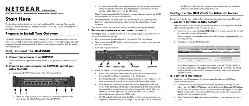 NETGEAR DGFV338 - ProSafe Wireless ADSL Modem VPN Firewall... User manual