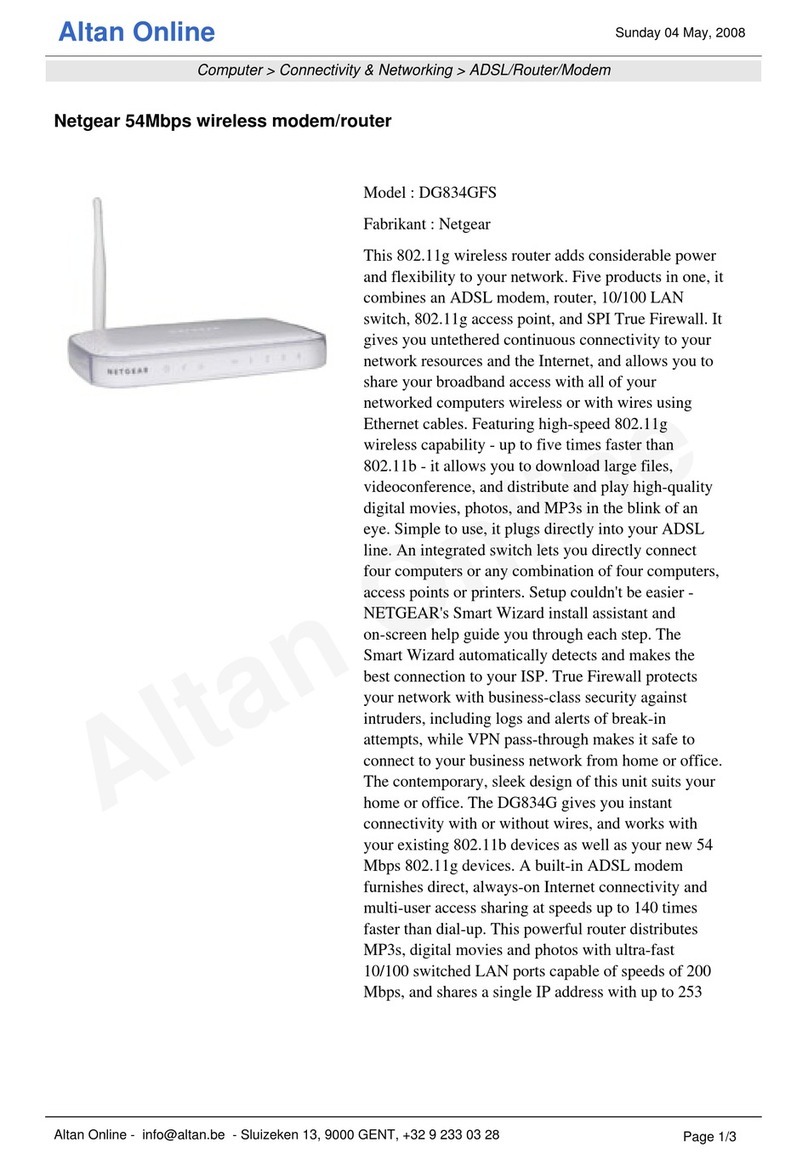 NETGEAR DG834GFS datasheet