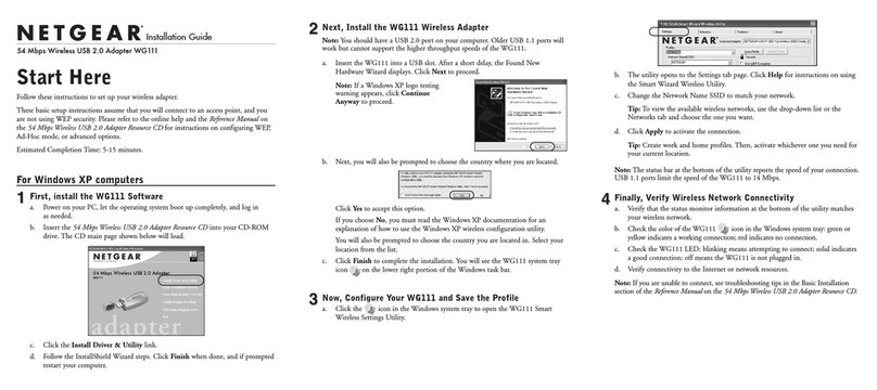 NETGEAR WG111v1 - 54 Mbps Wireless USB 2.0 Adapter User manual