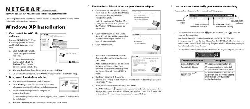 NETGEAR WN511B - Next Wireless Pc Card User manual