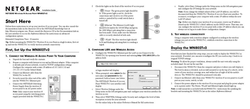 NETGEAR WN802Tv2 - Wireless-N Access Point User manual