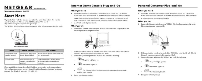 NETGEAR WGE111 - 54 Mbps Wireless Gaming Adapter User manual NETGEAR WGE111 - 54 Mbps Wireless Gaming Adapter User manual