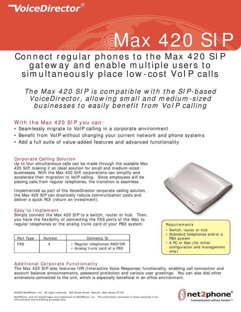 Net2Phone VoiceDirector Max 420 SIP Specifications
