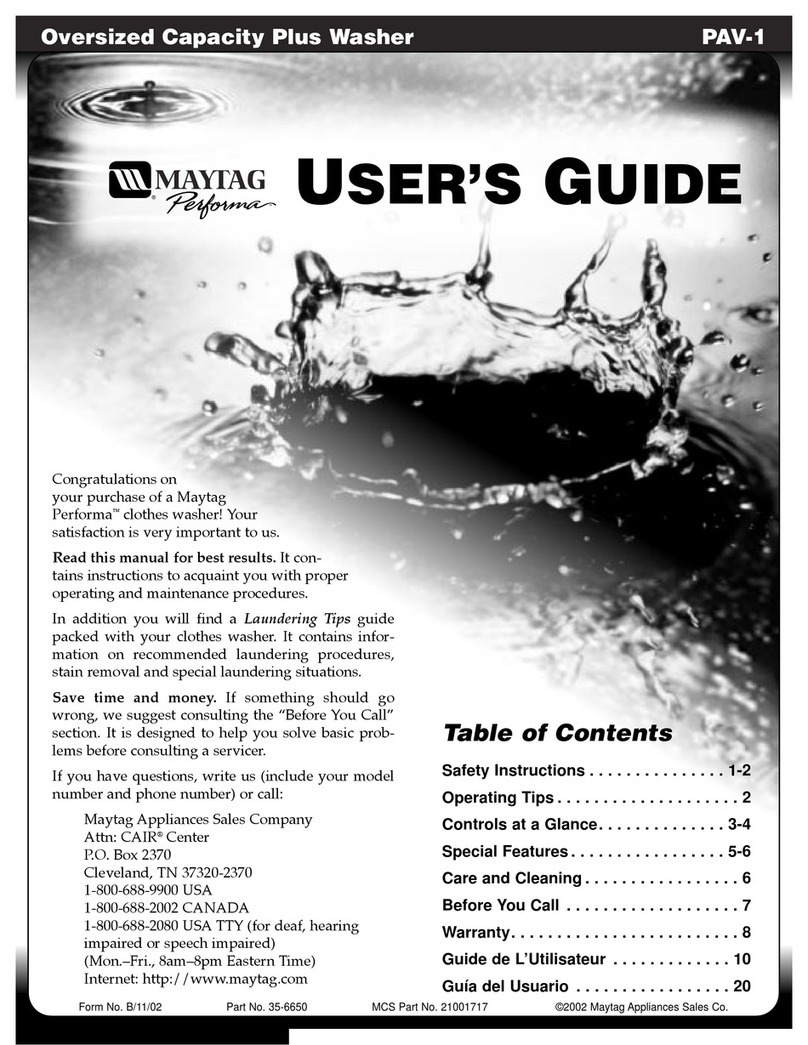 Maytag PAV-1 User manual Maytag PAV-1 User manual