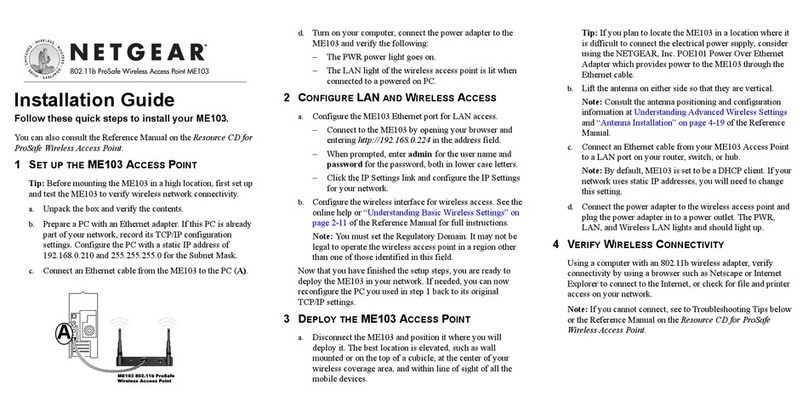 NETGEAR ME103 - 802.11b ProSafe Wireless Access... User manual