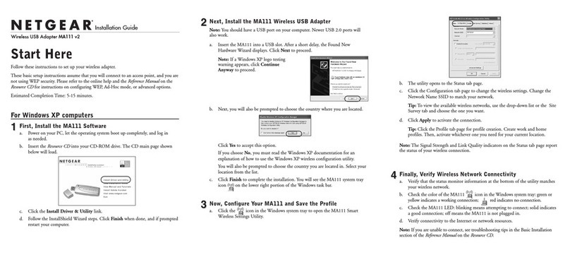 NETGEAR MA111v2 - 802.11b Wireless USB Adapter User manual