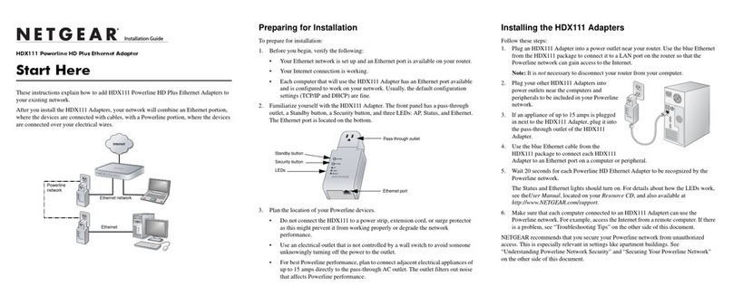NETGEAR HDX111 - Powerline HD Plus Ethernet Adapter User manual