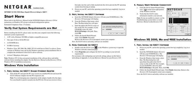NETGEAR GA311 - Gigabit PCI Adapter installation guide