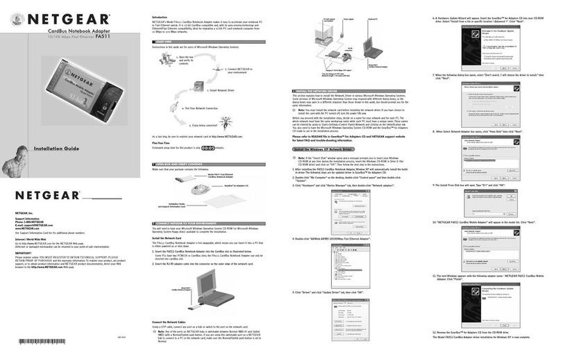 NETGEAR FA511 - 32-bit CardBus PC Card Mobile installation guide