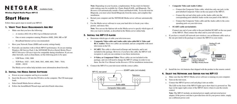 NETGEAR MP115 - Wireless Digital Media Player installation guide