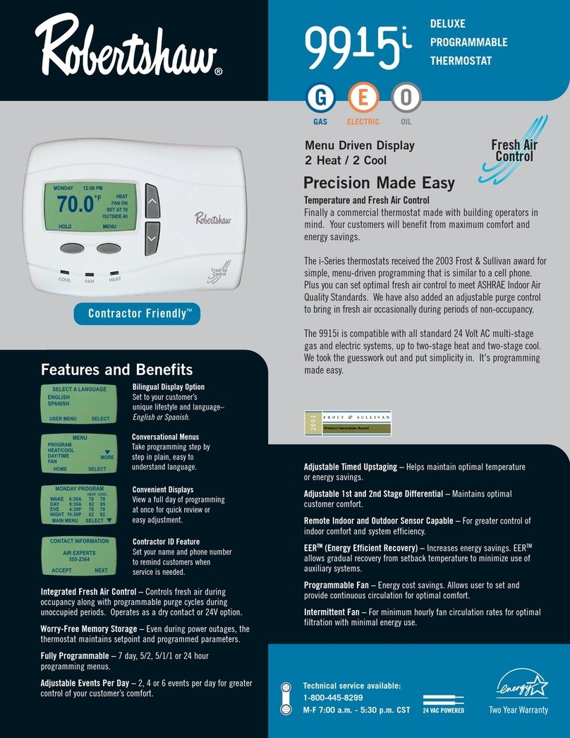 Robertshaw 9915i Specifications Robertshaw 9915i Specifications