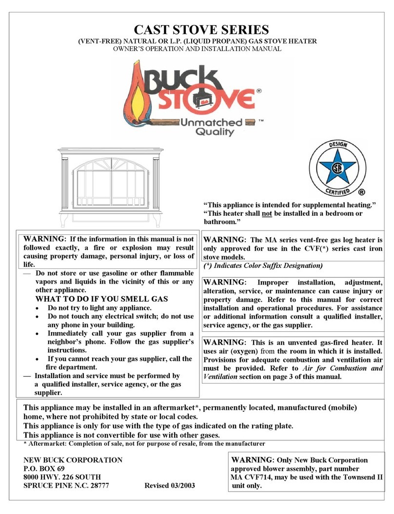 New Buck Corporation GAS STOVE HEATER Quick start guide