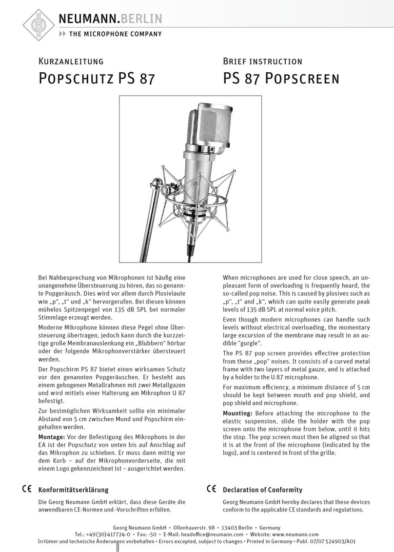 Neumann.Berlin PS 87 POPSCREEN Reference guide