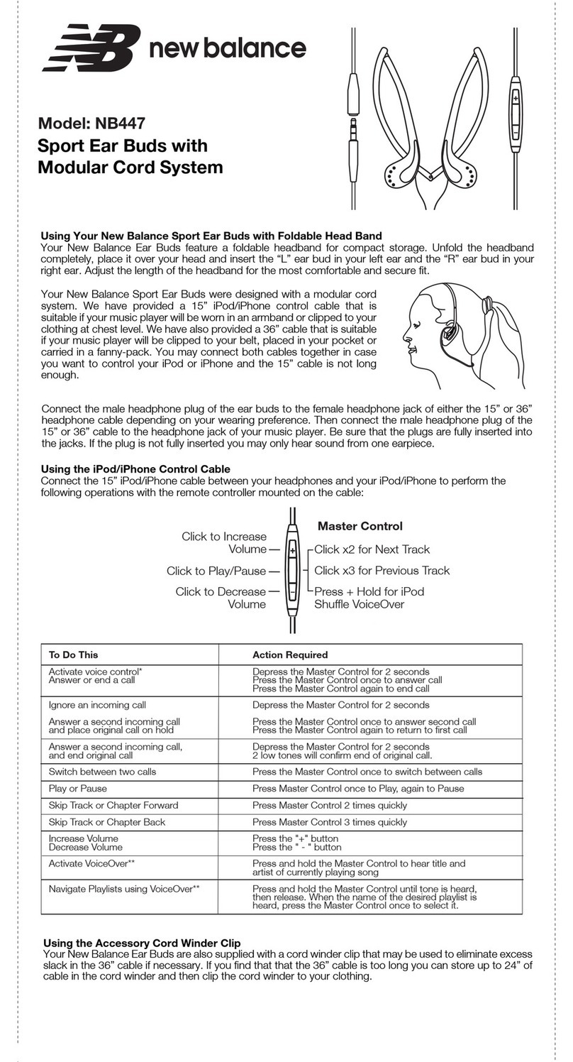 New Balance SPORT EAR BUDS NB447 user manual