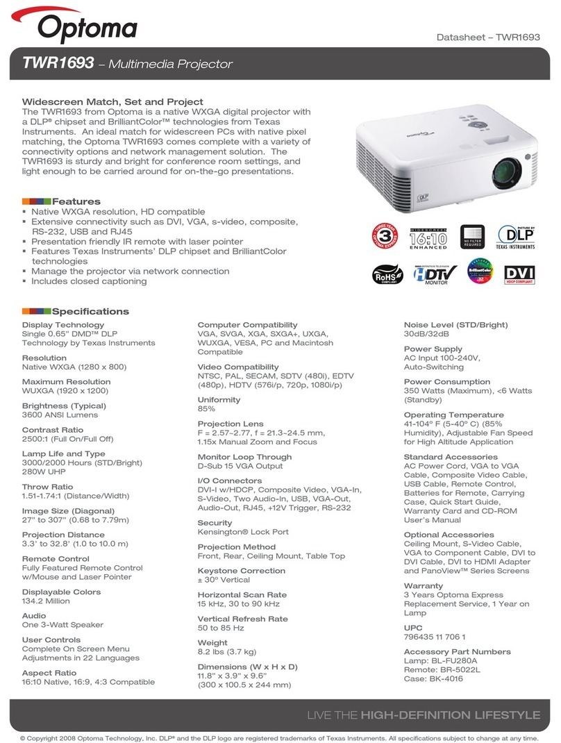 Optoma TWR1693 User manual