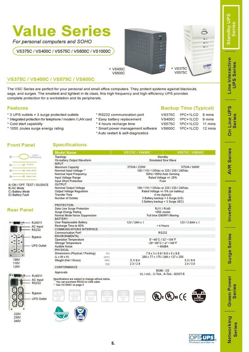 OPTI-UPS VS375C User manual