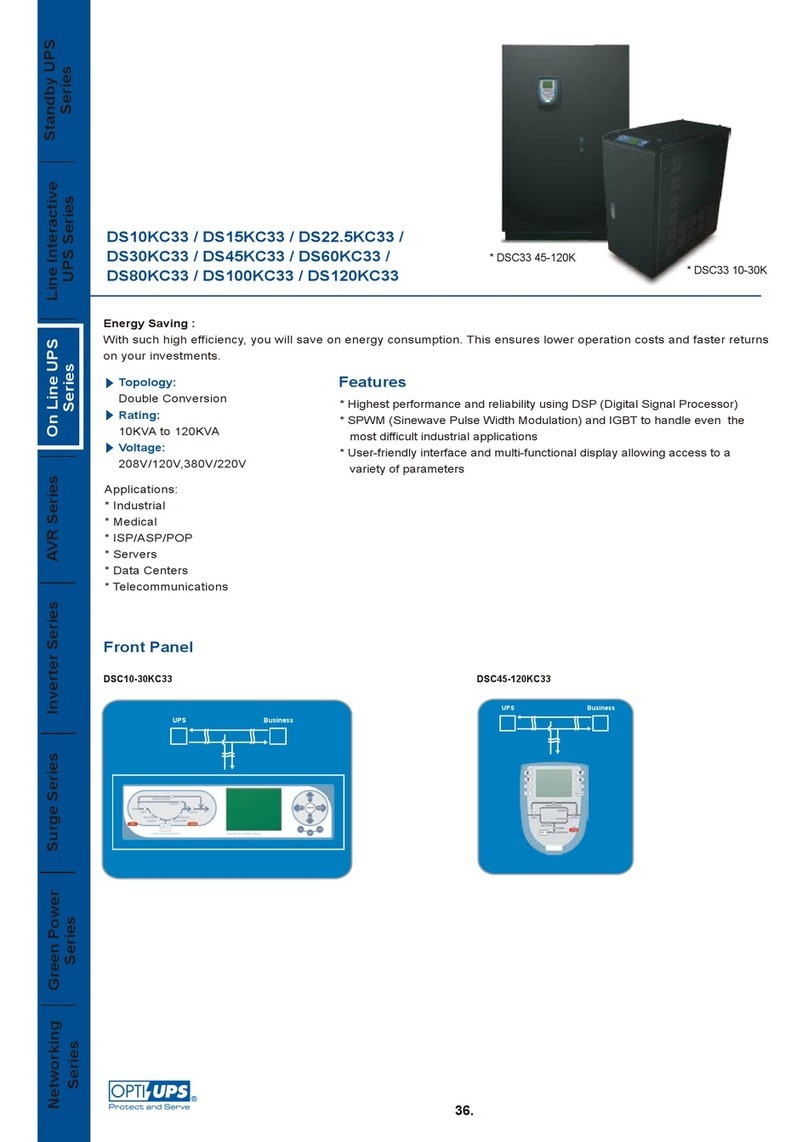 OPTI-UPS On Line UPS Series DS100KC33 User manual OPTI-UPS On Line UPS Series DS100KC33 User manual