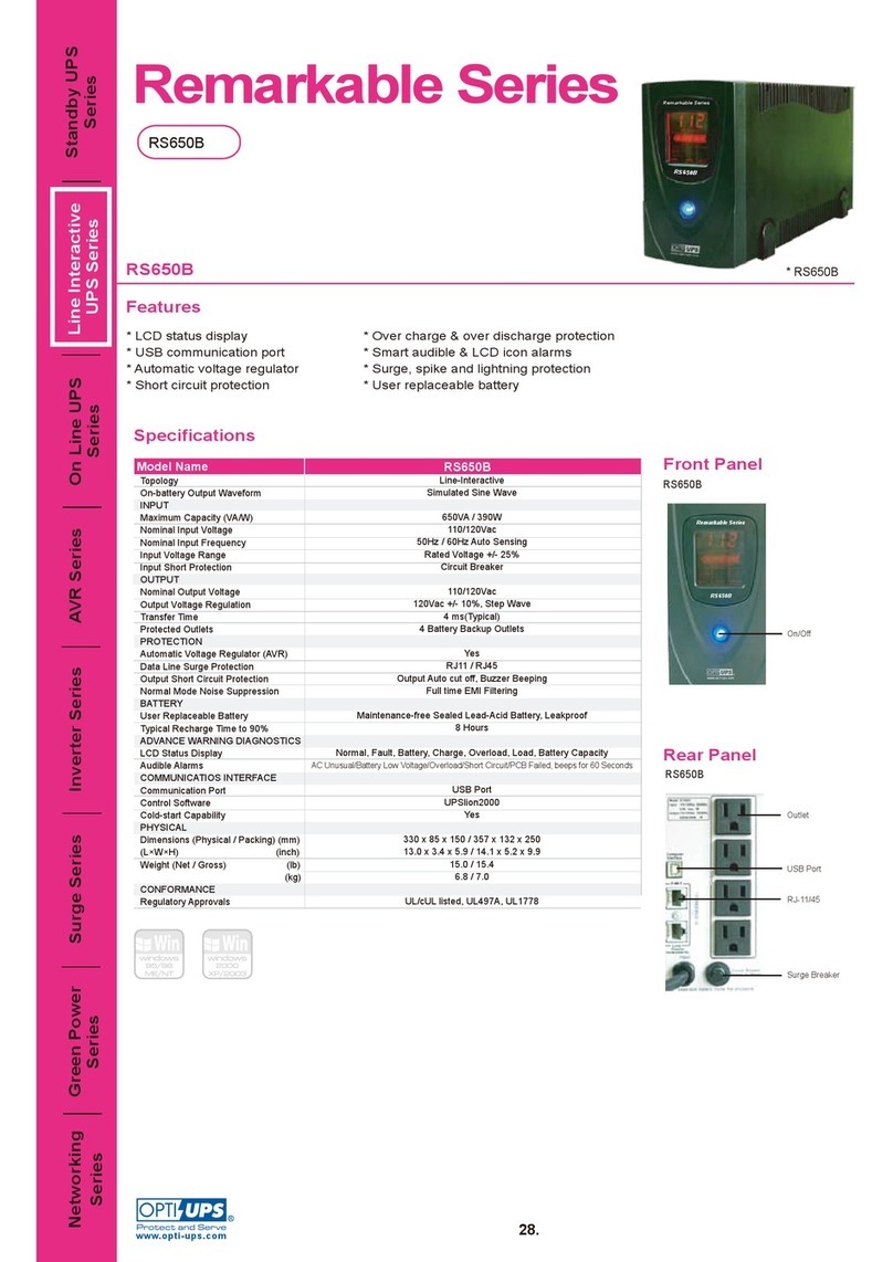OPTI-UPS RS650B Specification sheet