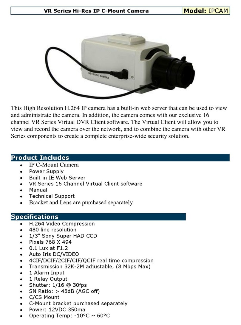 Optiview VR Series Hi-Res IP C-Mount Camera IPCAM User manual