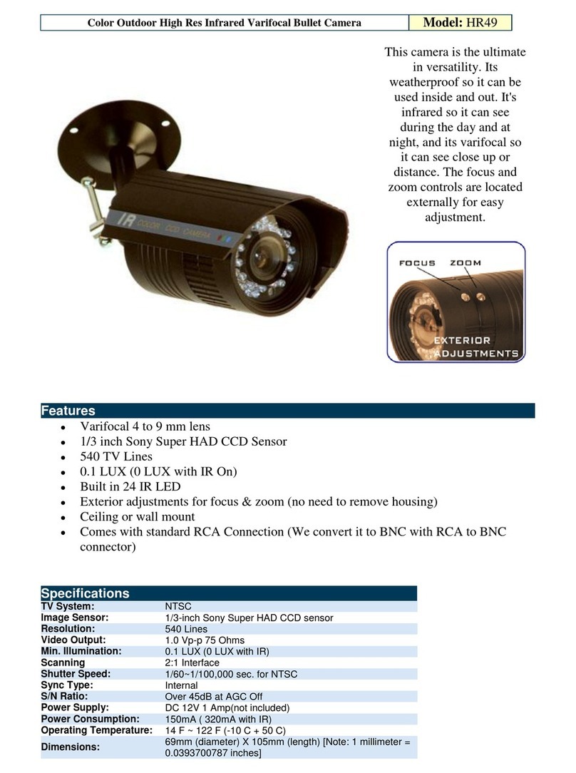 Optiview Color Outdoor Bullet Camera HR49 product manual