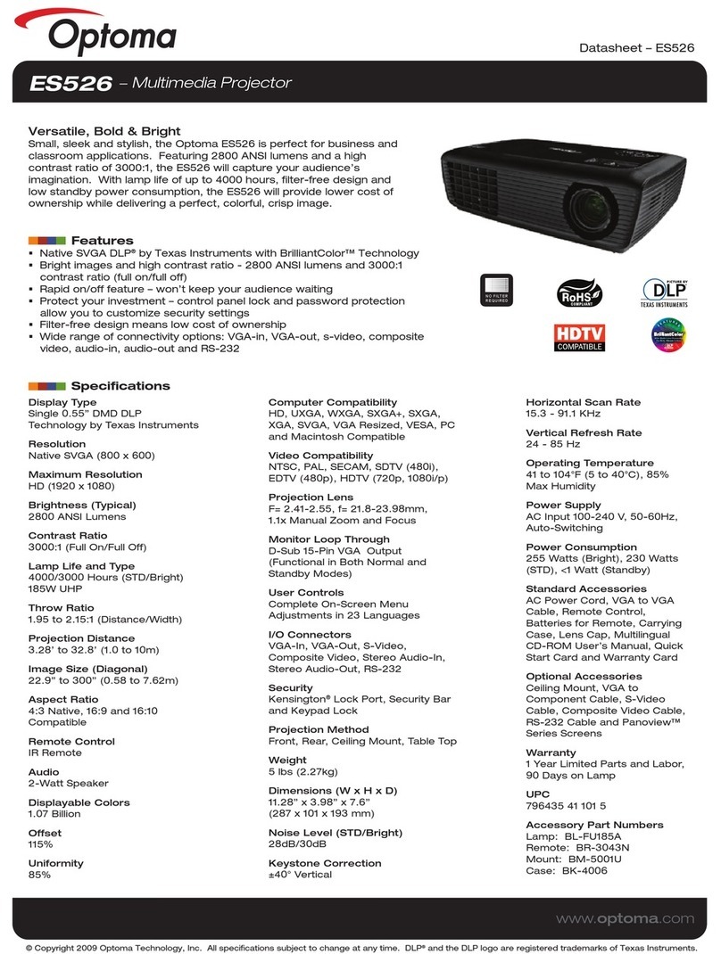 Optoma ES526 datasheet