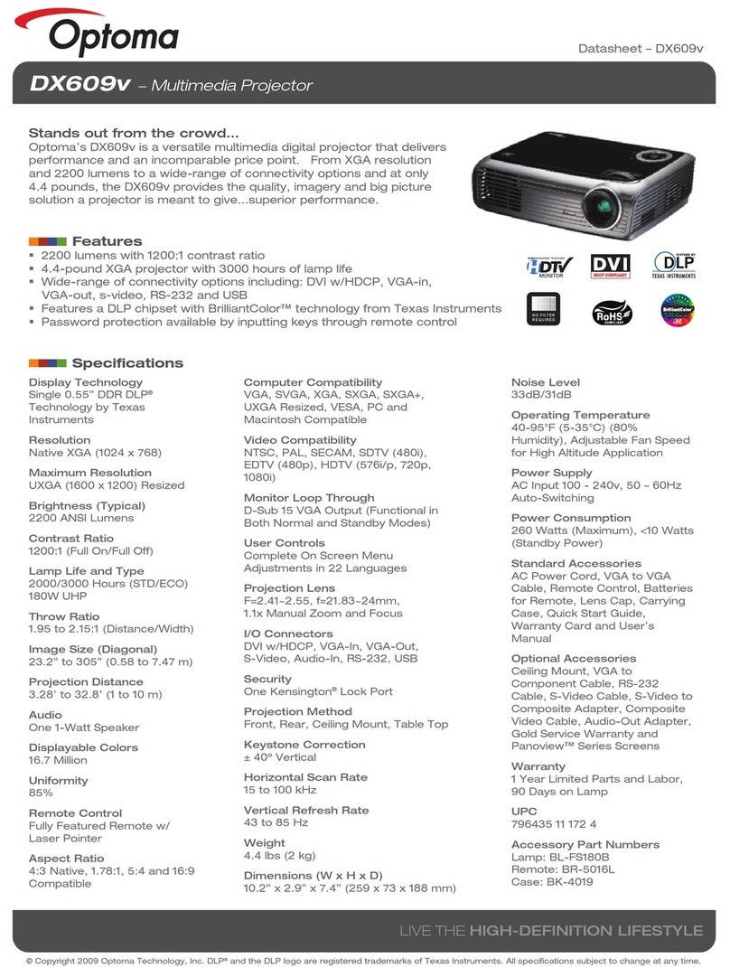 Optoma DX609v User manual