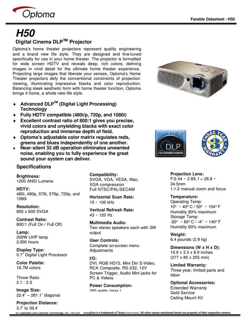 Optoma H50 User manual Optoma H50 User manual