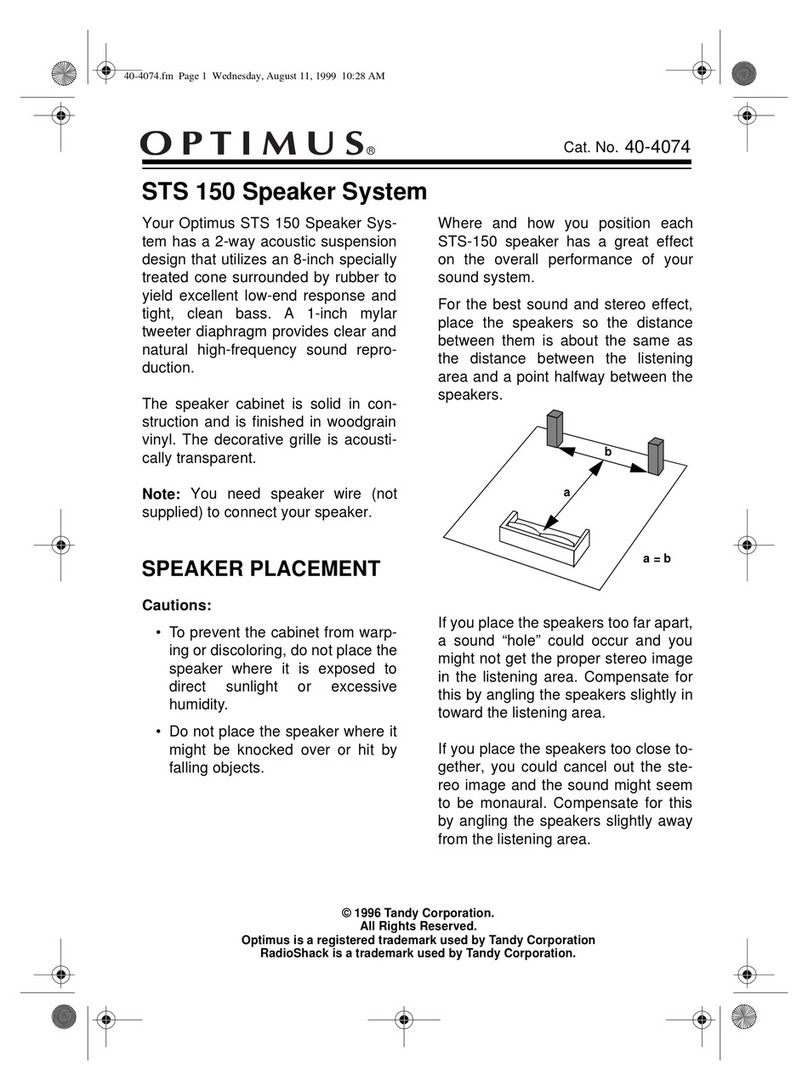 Optimus STS 150 User manual