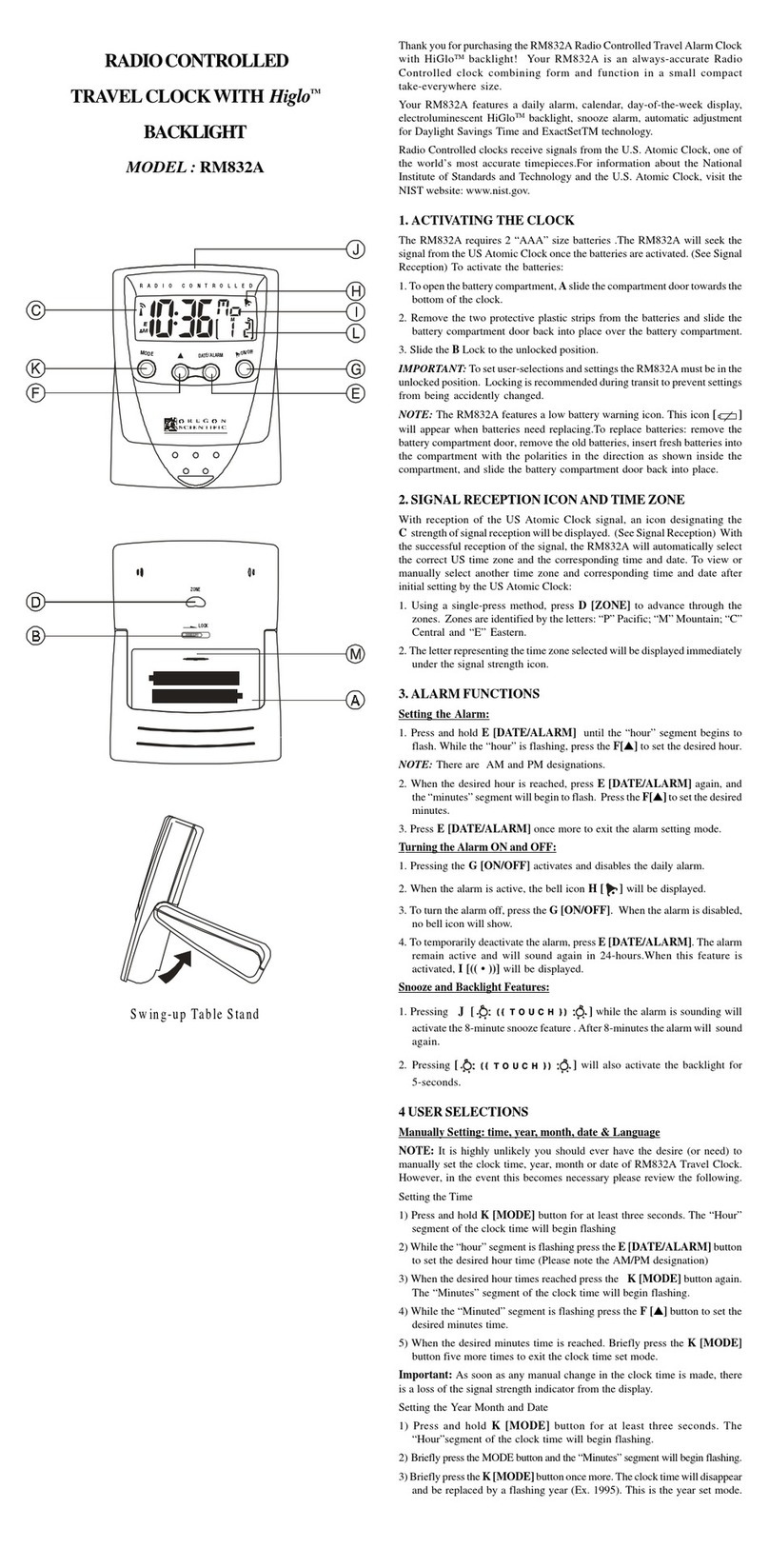 Oregon Scientific RM832A User manual