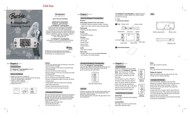 Oregon Scientific Barbie Learning Game User manual