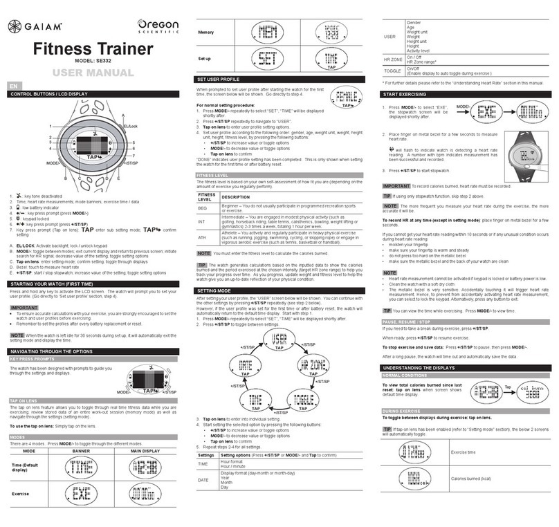 Oregon Scientific ECG Monitor SE332 User manual