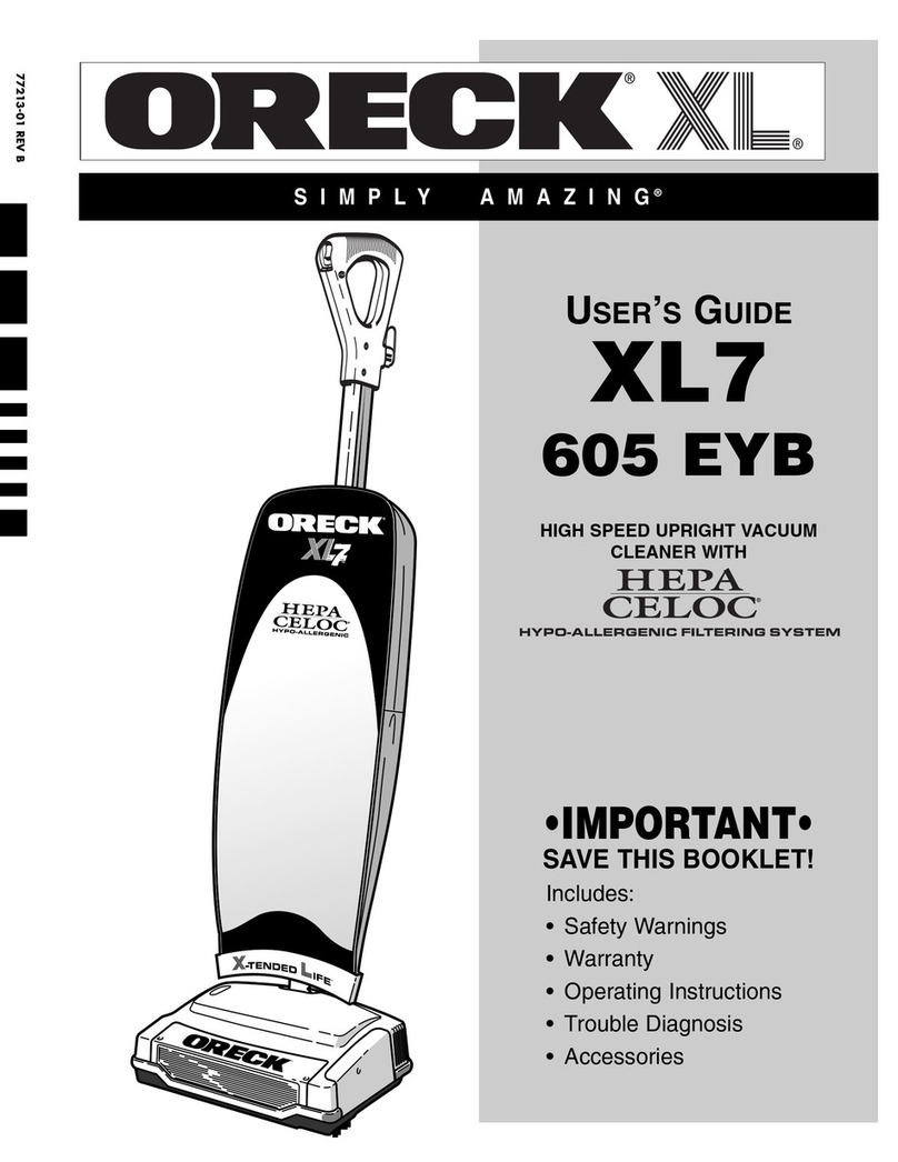 Oreck XL7 605 EYB User manual