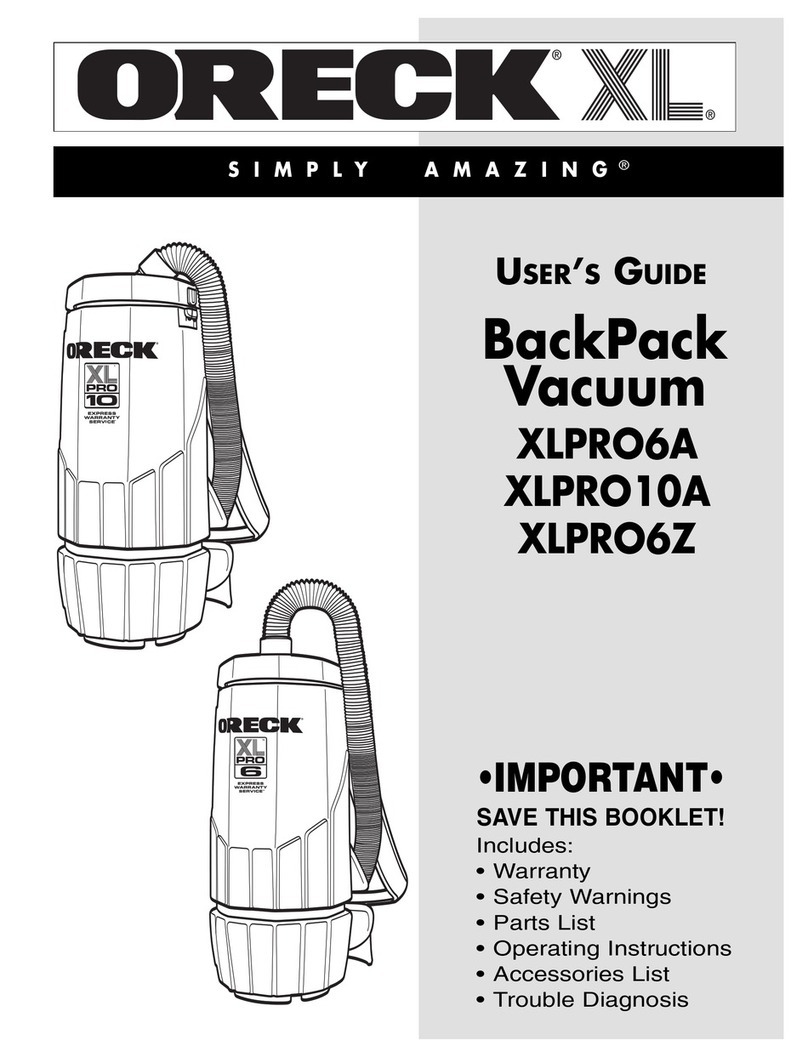 Oreck XLPRO10A User manual