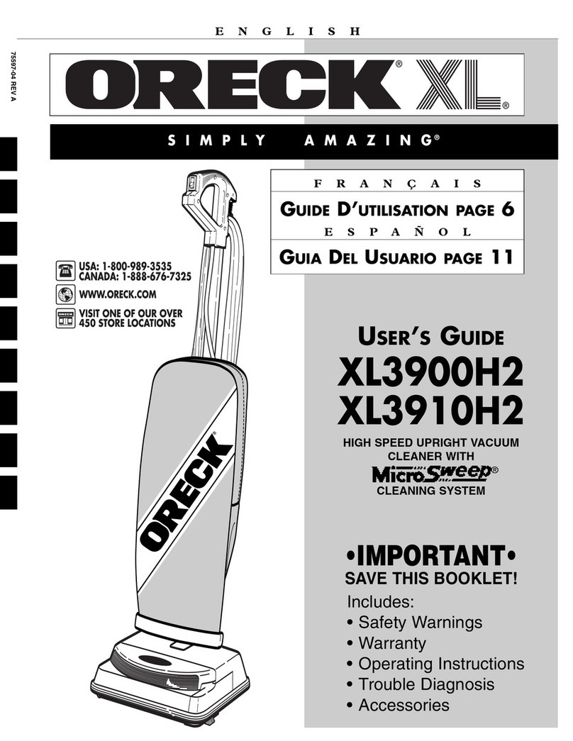 Oreck XL3900H2 User manual