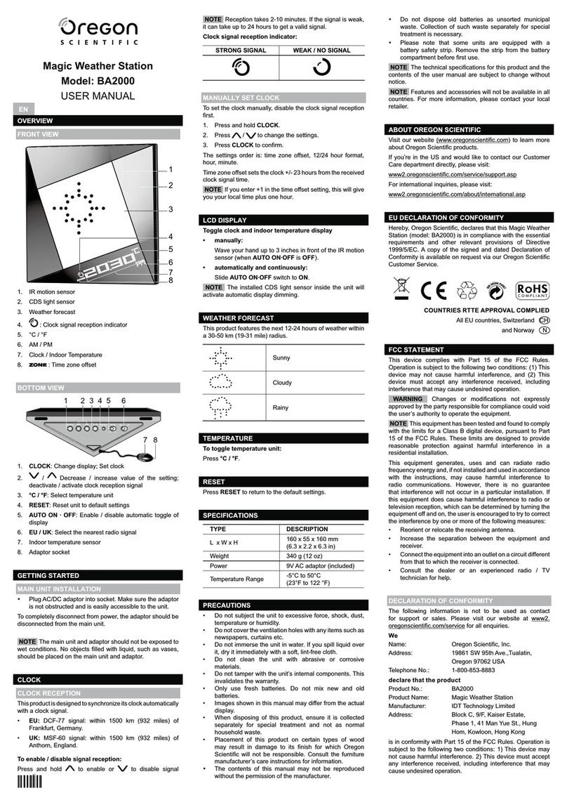 Oregon Scientific Magic BA2000 User manual