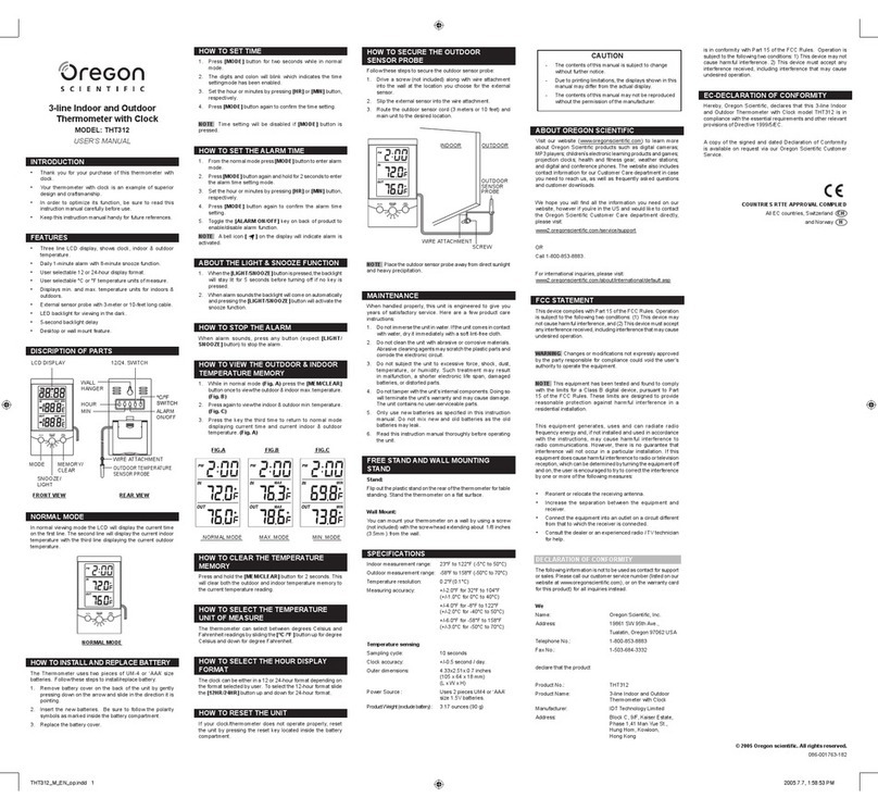 Oregon Scientific THT312 User manual