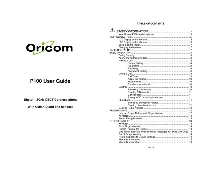 Oricom P100 user guide