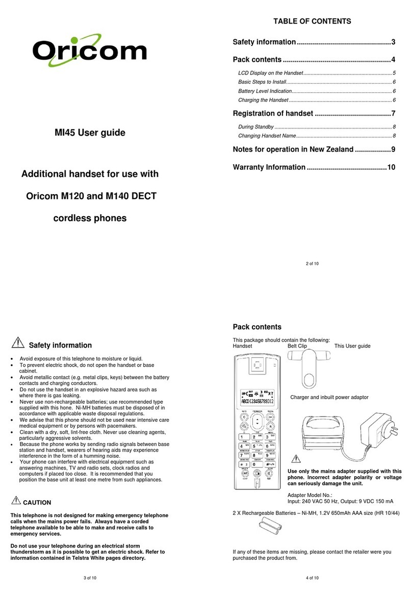 Oricom M120 user guide