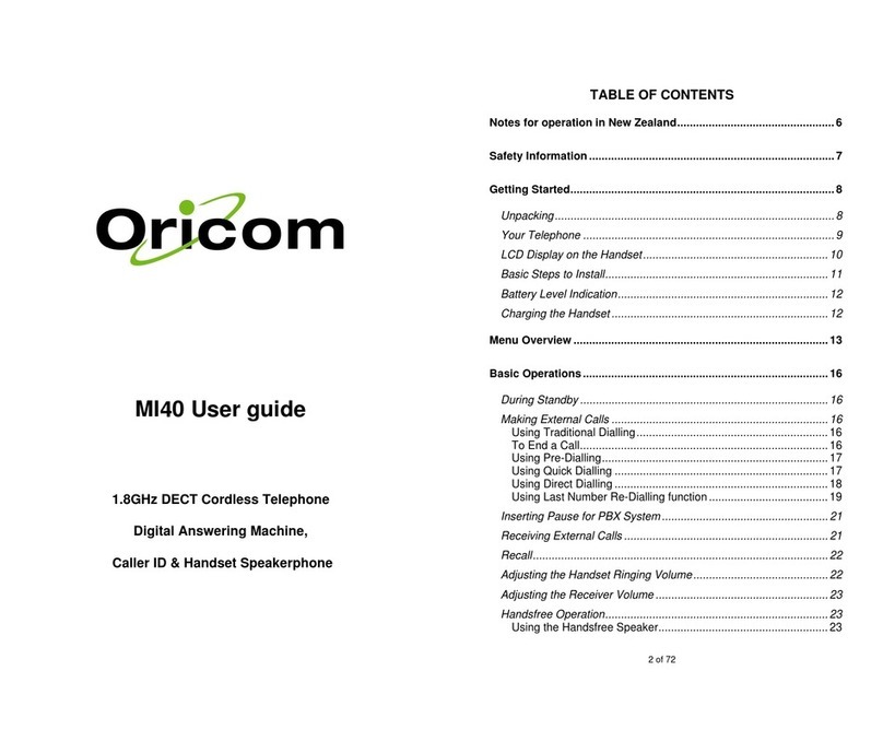 Oricom DECT MI40 user guide