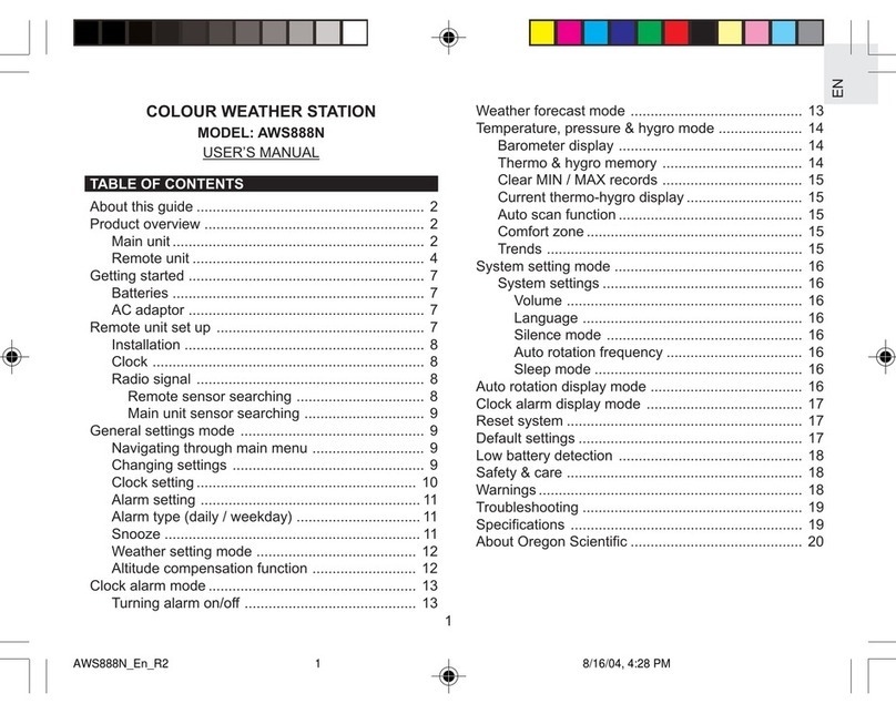Oregon Scientific Color Weather Station AWS888N user manual
