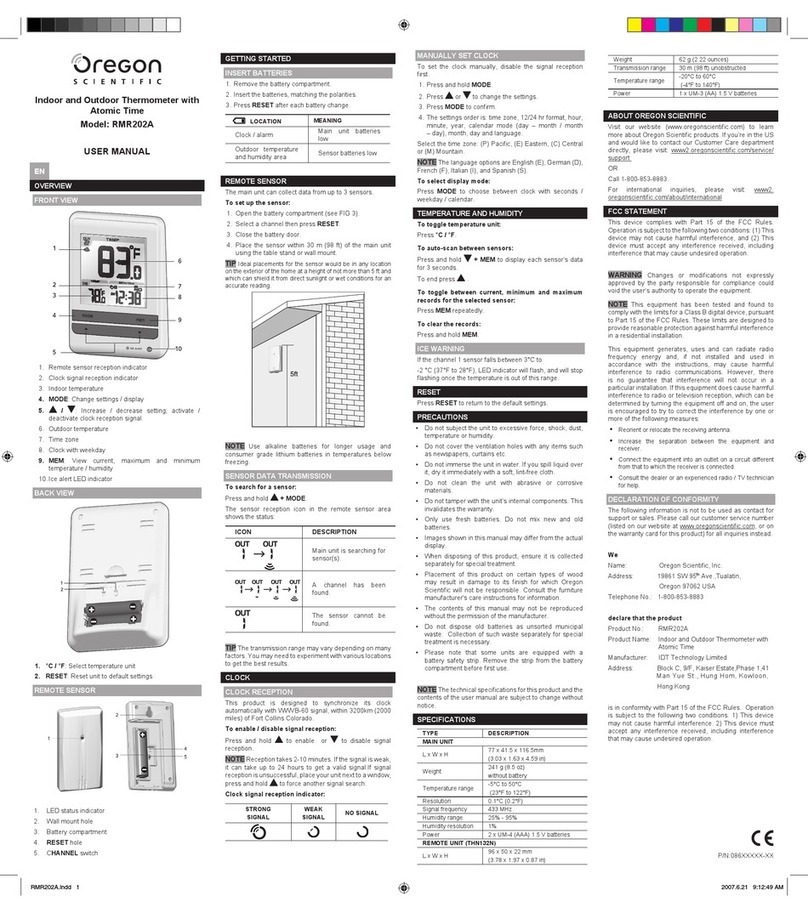 Oregon Scientific RMR202A user manual