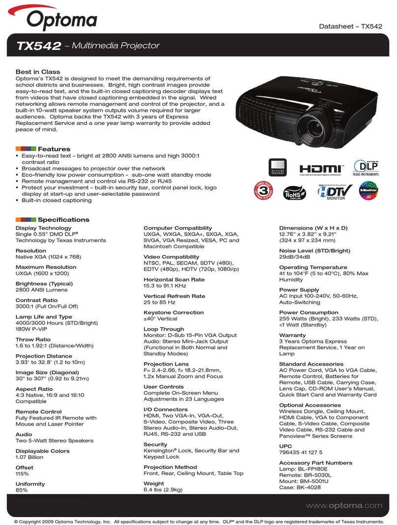 Optoma TX542 User manual