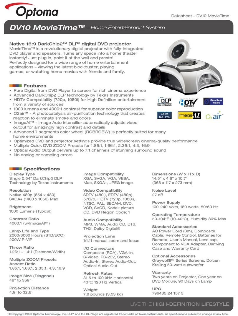 Optoma DV10 MovieTime datasheet